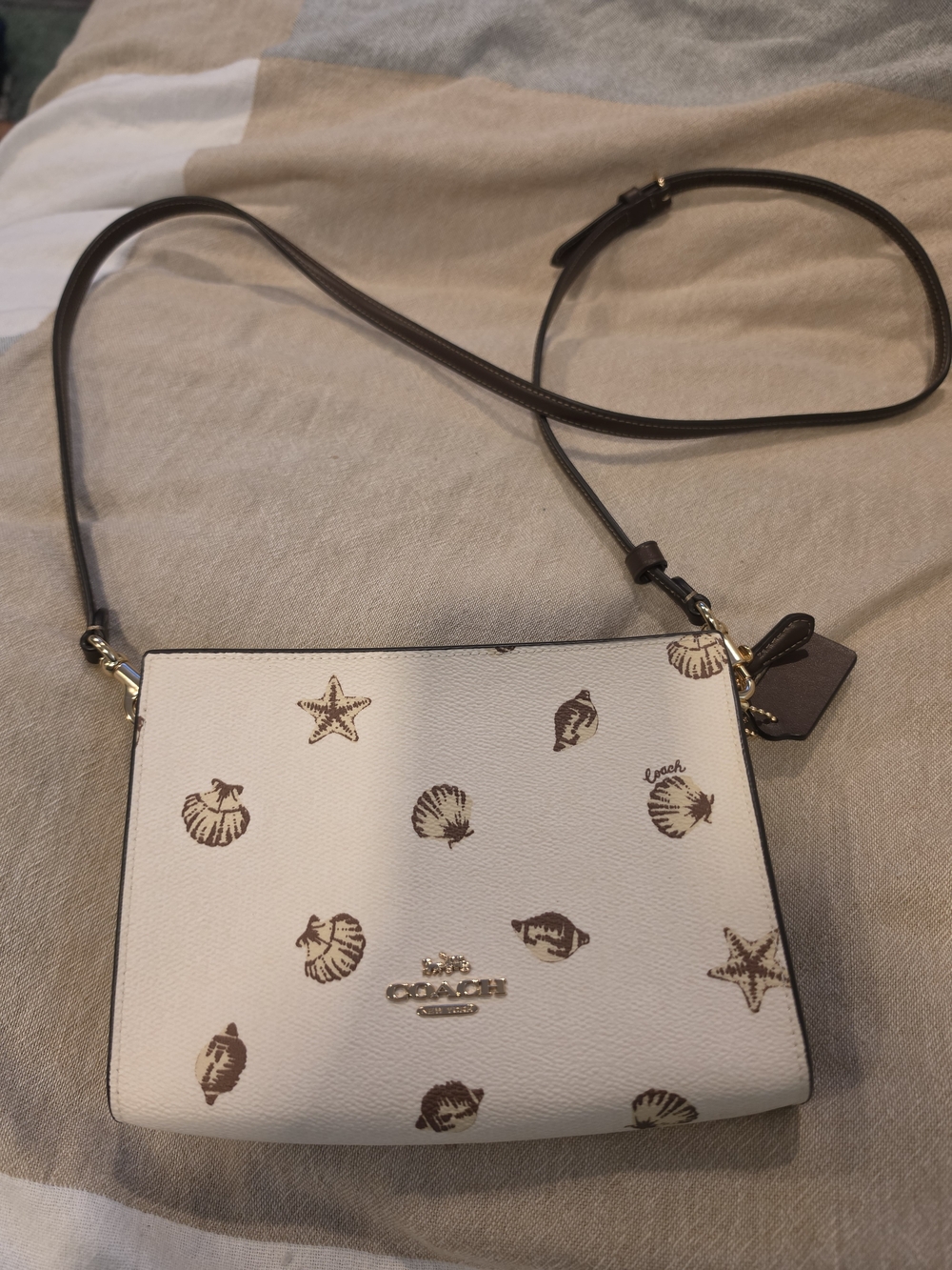 Coach White Sea Shell Print Crossbody Bag